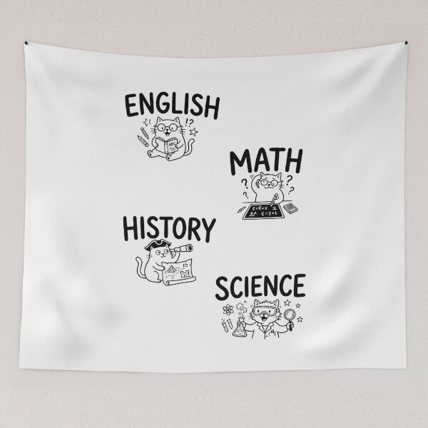 Item preview, Minimalist Line Art Cat English Math History Science Labels Shirt designed and sold by Fenay Designs.