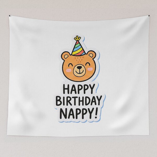 Item preview, Cute Brown Bear Happy Birthday Nappy designed and sold by XM STOREZ .