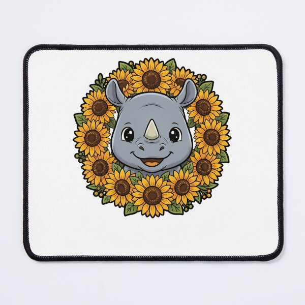 Item preview, Adorable Rhinoceros with Sunflower Floral Wreath designed and sold by k3rstman1.