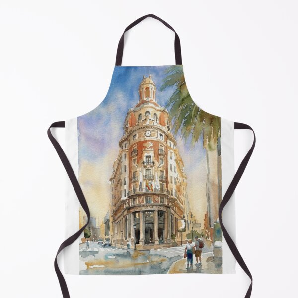 Item preview, Paisaje urbano de acuarela del Banco de Valencia designed and sold by caracatita75.