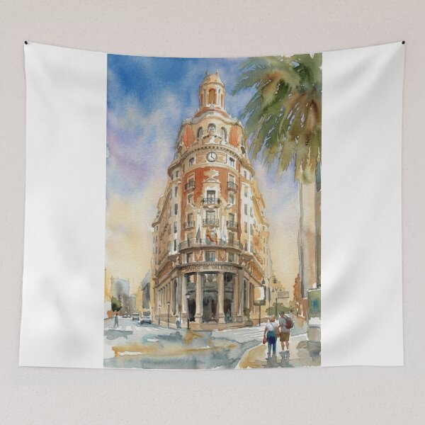 Item preview, Paisaje urbano de acuarela del Banco de Valencia designed and sold by caracatita75.