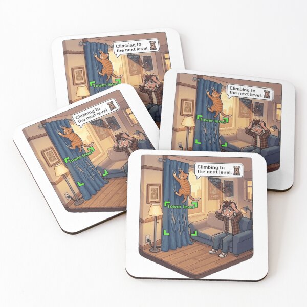 Item preview, Curtain Tower Cat – Funny Pixel RPG Climbing Chaos designed and sold by PawMic.