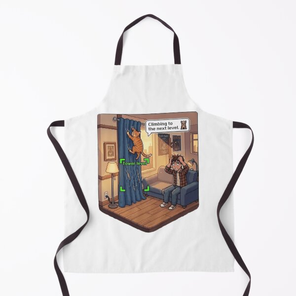 Item preview, Curtain Tower Cat – Funny Pixel RPG Climbing Chaos designed and sold by PawMic.