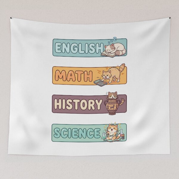 Item preview, Pastel Kawaii Cat English Math History Science Labels Shirt designed and sold by Fenay Designs.