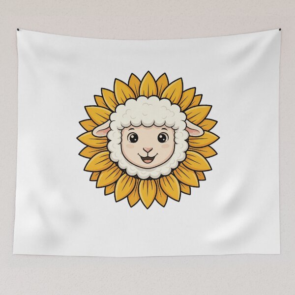Item preview, Cute Happy Sheep Sunflower Head Floral Lamb designed and sold by k3rstman1.