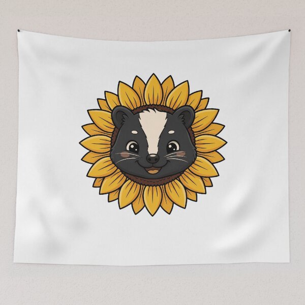 Item preview, Cute Skunk Face Sunflower Petals Cartoon designed and sold by k3rstman1.