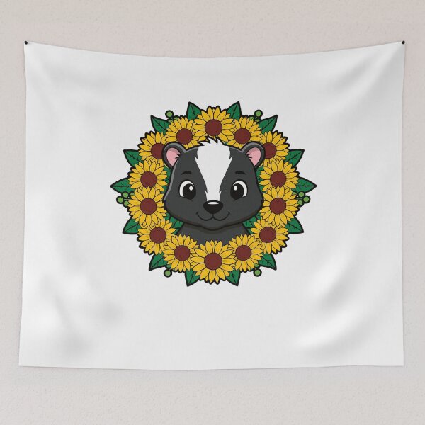 Item preview, Cute Skunk Sunflower Wreath Cartoon designed and sold by k3rstman1.
