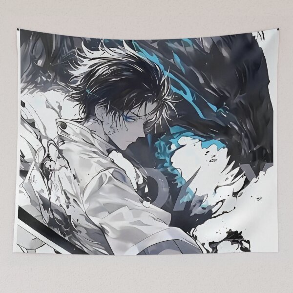 Item preview, Dark Anime Swordsman With Shadow Beast – Blue Aura Samurai Art designed and sold by Dyan4.