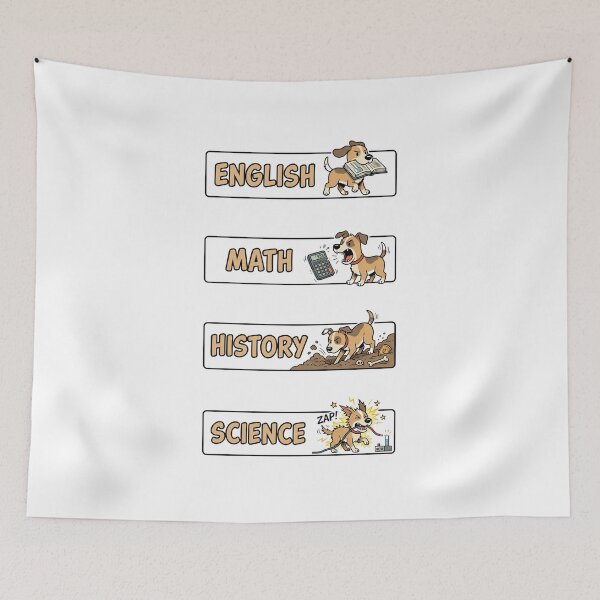 Item preview, Funny Dog English Math History Science School Labels Shirt designed and sold by Fenay Designs.