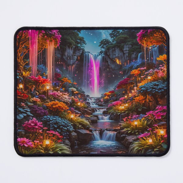 Item preview, Fantasy Waterfall Garden at Night – Magical Floral Dreamscape Art designed and sold by BeautifulVirtues.