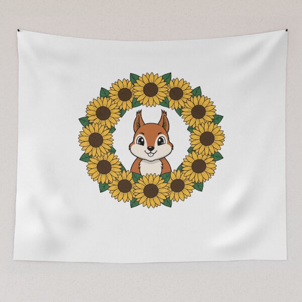 Item preview, Cute Squirrel Sunflower Wreath Floral Nature designed and sold by k3rstman1.