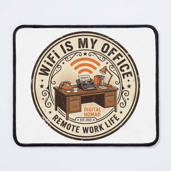 Item preview, WiFi Is My Office Vintage Badge Digital Nomad Design designed and sold by urbinet.