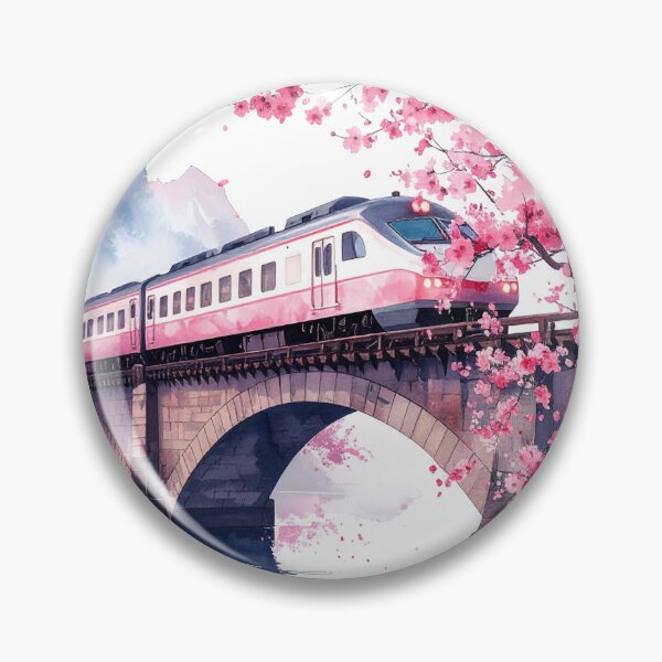 Item preview, Idyllic train ride surrounded by pink cherry trees designed and sold by LiskoDesign.