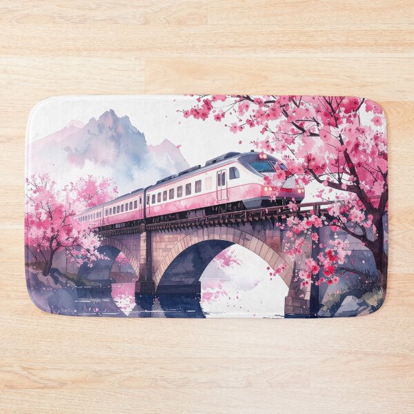 Item preview, Idyllic train ride surrounded by pink cherry trees designed and sold by LiskoDesign.