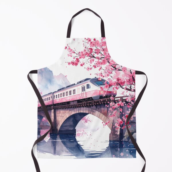 Item preview, Idyllic train ride surrounded by pink cherry trees designed and sold by LiskoDesign.
