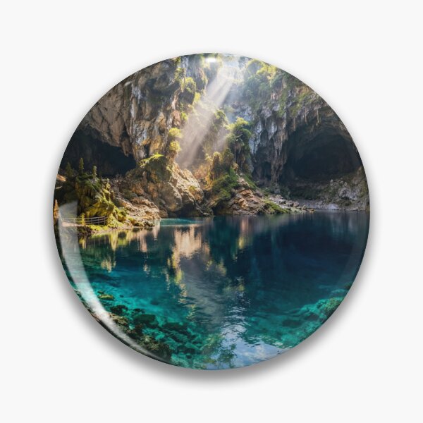 Item preview, Epic Cave with Underground Crystal Lake and Light Rays designed and sold by Pond21.