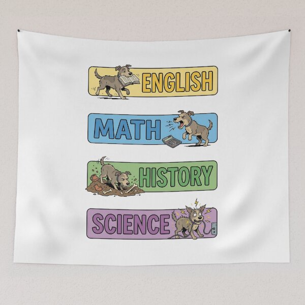 Item preview, Funny Dog English Math History Science Subject Labels Shirt designed and sold by Fenay Designs.