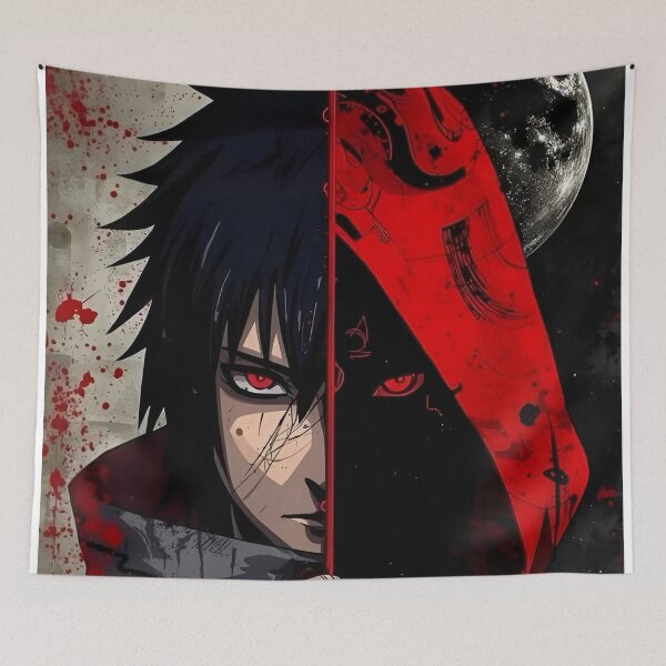 Item preview, Dark Ninja Dual Identity – Red Moon Shadow Anime Aesthetic Art designed and sold by Dyan4.