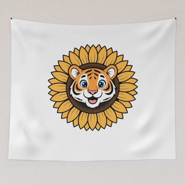 Item preview, Cute Tiger Cub in Yellow Sunflower designed and sold by k3rstman1.