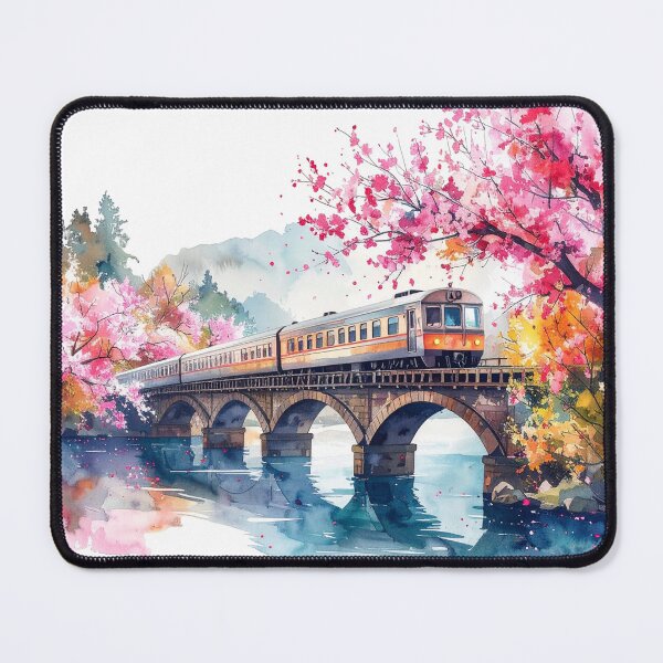 Item preview, An idyllic train ride surrounded by blossoming cherry trees. designed and sold by LiskoDesign.