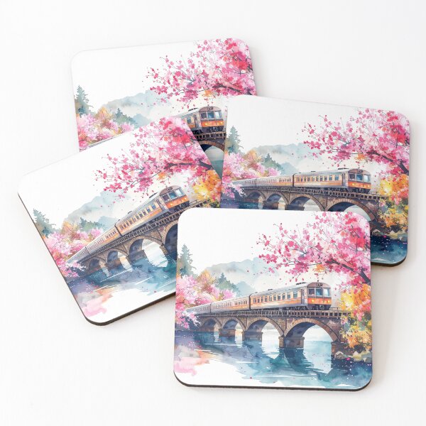 Item preview, An idyllic train ride surrounded by blossoming cherry trees. designed and sold by LiskoDesign.