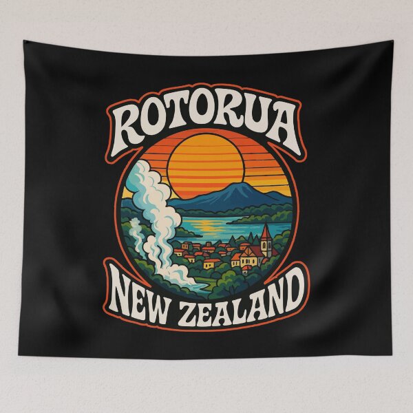Item preview, Rotorua New Zealand Retro Travel designed and sold by TomFrontierArt.