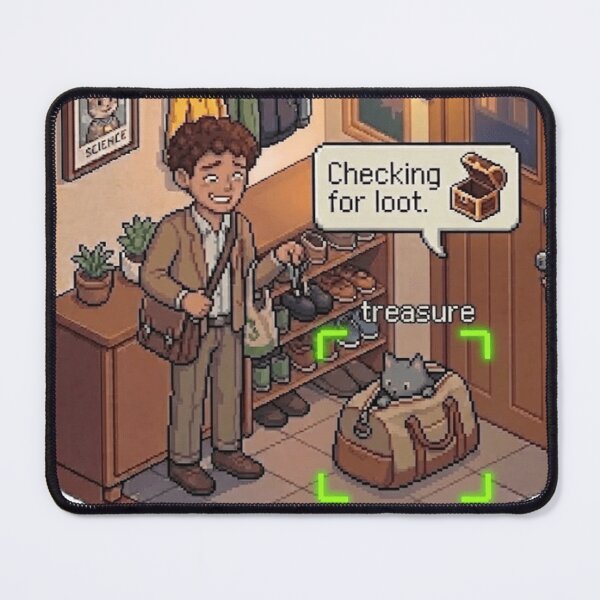 Item preview, Bag Treasure Cat – Funny Pixel RPG Loot Adventure designed and sold by PawMic.