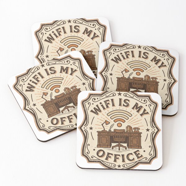 Item preview, WiFi Is My Office Vintage Retro Badge Design designed and sold by urbinet.