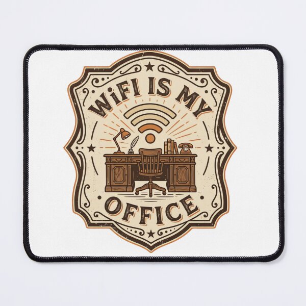 Item preview, WiFi Is My Office Vintage Retro Badge Design designed and sold by urbinet.