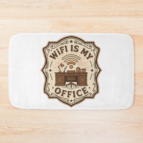 Item preview, WiFi Is My Office Vintage Retro Badge Design designed and sold by urbinet.