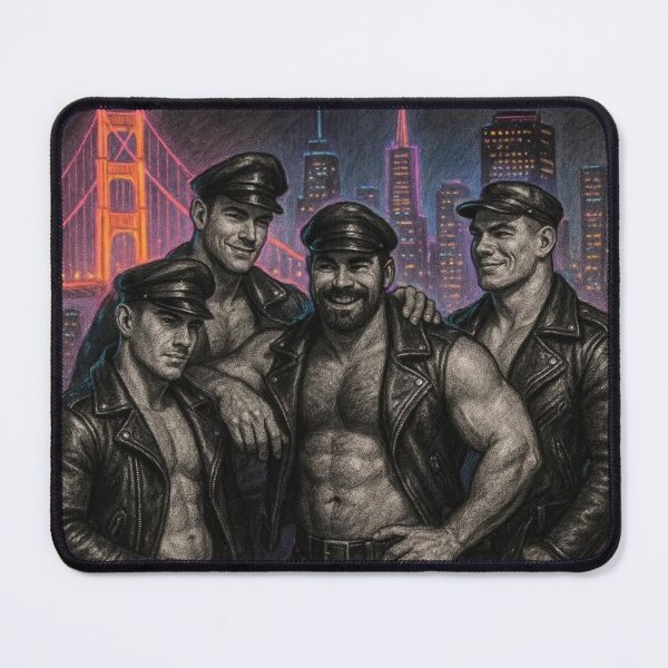 Item preview, San Francisco Leather Biker Boys Unite Colorsplash Sketch Gay Pride Art Design designed and sold by ItsAKinkThing.