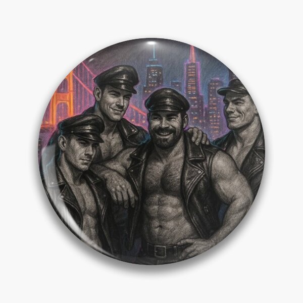 Item preview, San Francisco Leather Biker Boys Unite Colorsplash Sketch Gay Pride Art Design designed and sold by ItsAKinkThing.