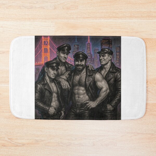 Item preview, San Francisco Leather Biker Boys Unite Colorsplash Sketch Gay Pride Art Design designed and sold by ItsAKinkThing.