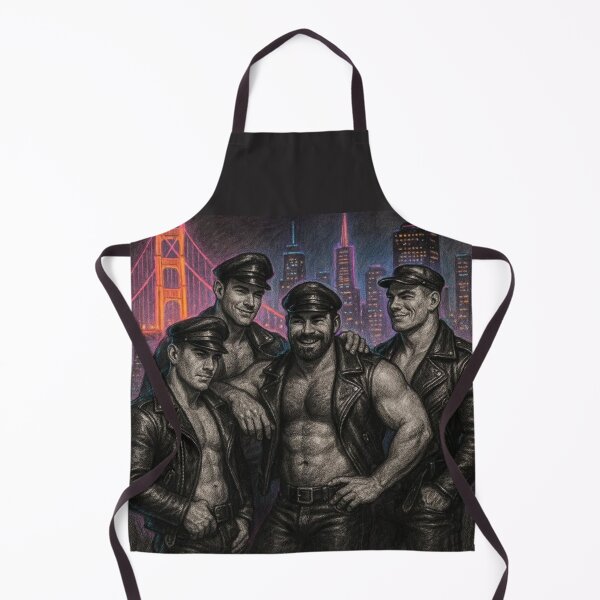 Item preview, San Francisco Leather Biker Boys Unite Colorsplash Sketch Gay Pride Art Design designed and sold by ItsAKinkThing.