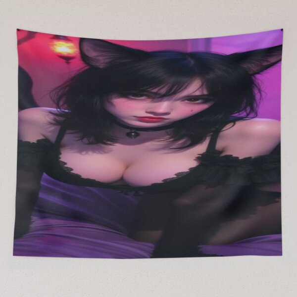 Item preview, Gato en la cama | Arte de fantasías peludas designed and sold by KasaHunterHarem.