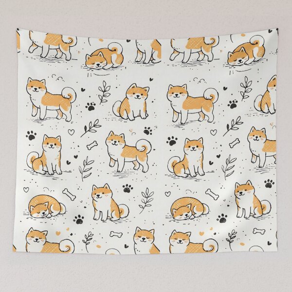 Item preview, Kawaii Shiba Inu Pattern – Cute Dog Aesthetic Illustration designed and sold by blankTeeShirt.