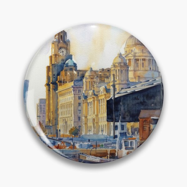 Item preview, Liverpool Harbor and Royal Liver Building Watercolor designed and sold by caracatita75.