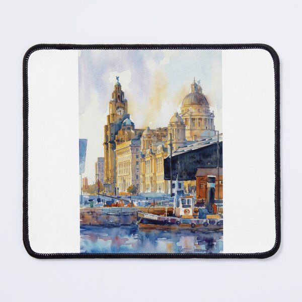 Item preview, Liverpool Harbor and Royal Liver Building Watercolor designed and sold by caracatita75.
