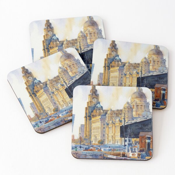 Item preview, Liverpool Harbor and Royal Liver Building Watercolor designed and sold by caracatita75.