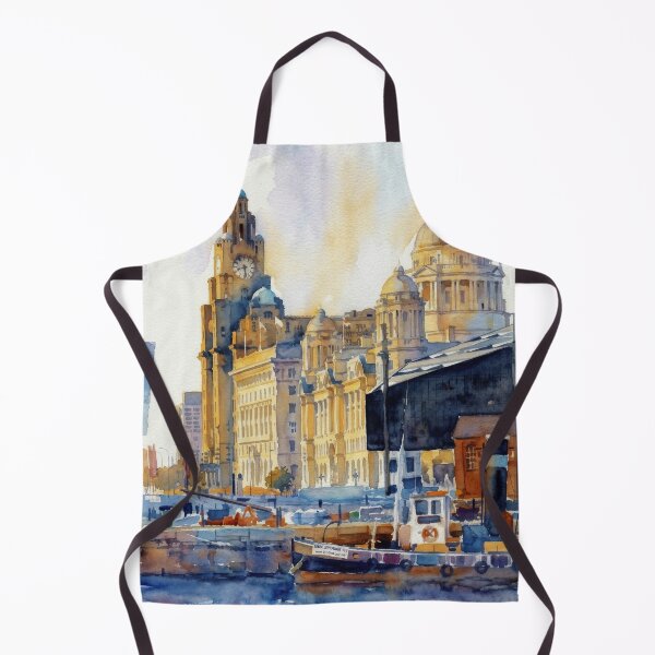 Item preview, Liverpool Harbor and Royal Liver Building Watercolor designed and sold by caracatita75.