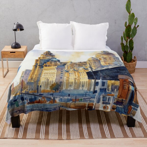 Item preview, Liverpool Harbor and Royal Liver Building Watercolor designed and sold by caracatita75.