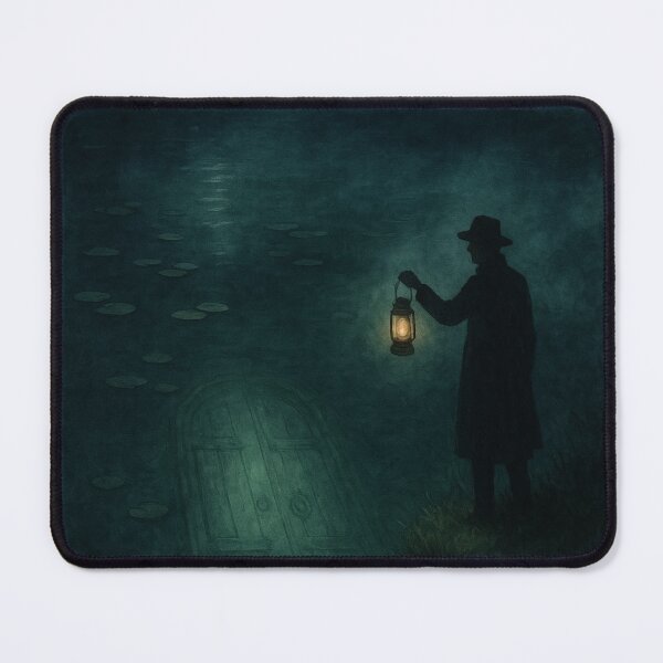Item preview, Dark Academia Gothic Art | Lone Figure by Moonlit Lake | Moody Fanatsy Art designed and sold by yeeted17.