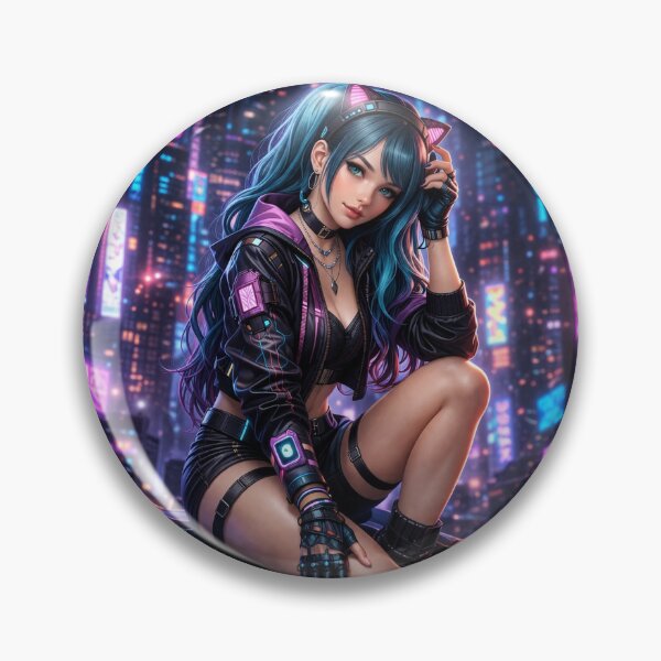 Item preview, Neon Interface Cat Girl Cyberpunk designed and sold by Bai Lesloy.