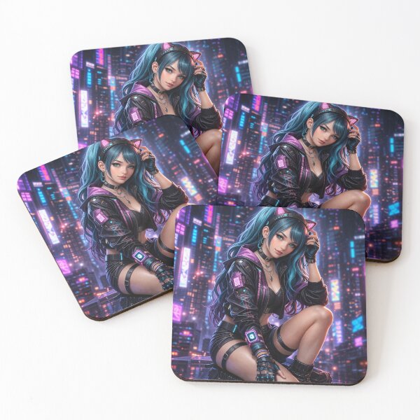 Item preview, Neon Interface Cat Girl Cyberpunk designed and sold by Bai Lesloy.