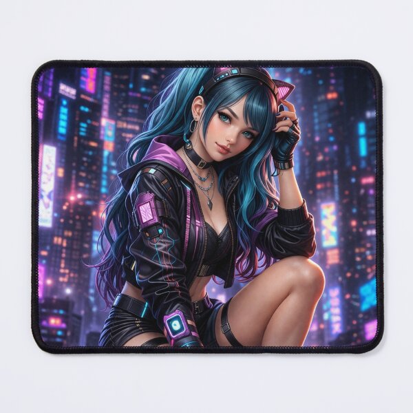 Item preview, Neon Interface Cat Girl Cyberpunk designed and sold by Bai Lesloy.