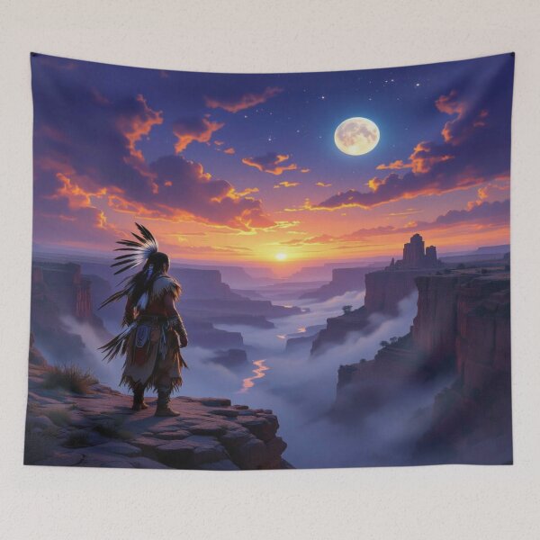 Item preview, Lone Shaman overlooking a mystic canyon of ancient winds and hidden ruins designed and sold by FotoworldEdel.