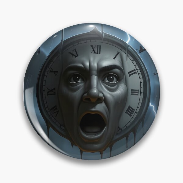 Item preview, Melting Clock Face Above Stormy Industrial Nightmare Scene designed and sold by ArtaFutura.