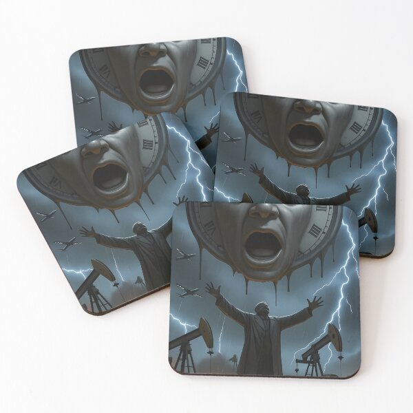 Item preview, Melting Clock Face Above Stormy Industrial Nightmare Scene designed and sold by ArtaFutura.