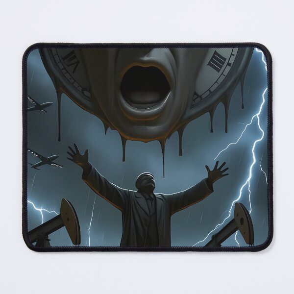 Item preview, Melting Clock Face Above Stormy Industrial Nightmare Scene designed and sold by ArtaFutura.