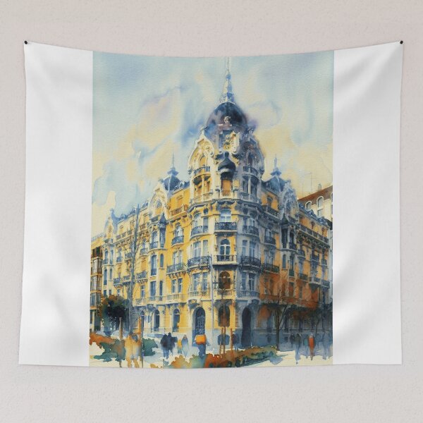 Aperçu de l'œuvre Casa Gallardo Madrid Architecture Aquarelle créée et vendue par caracatita75.
